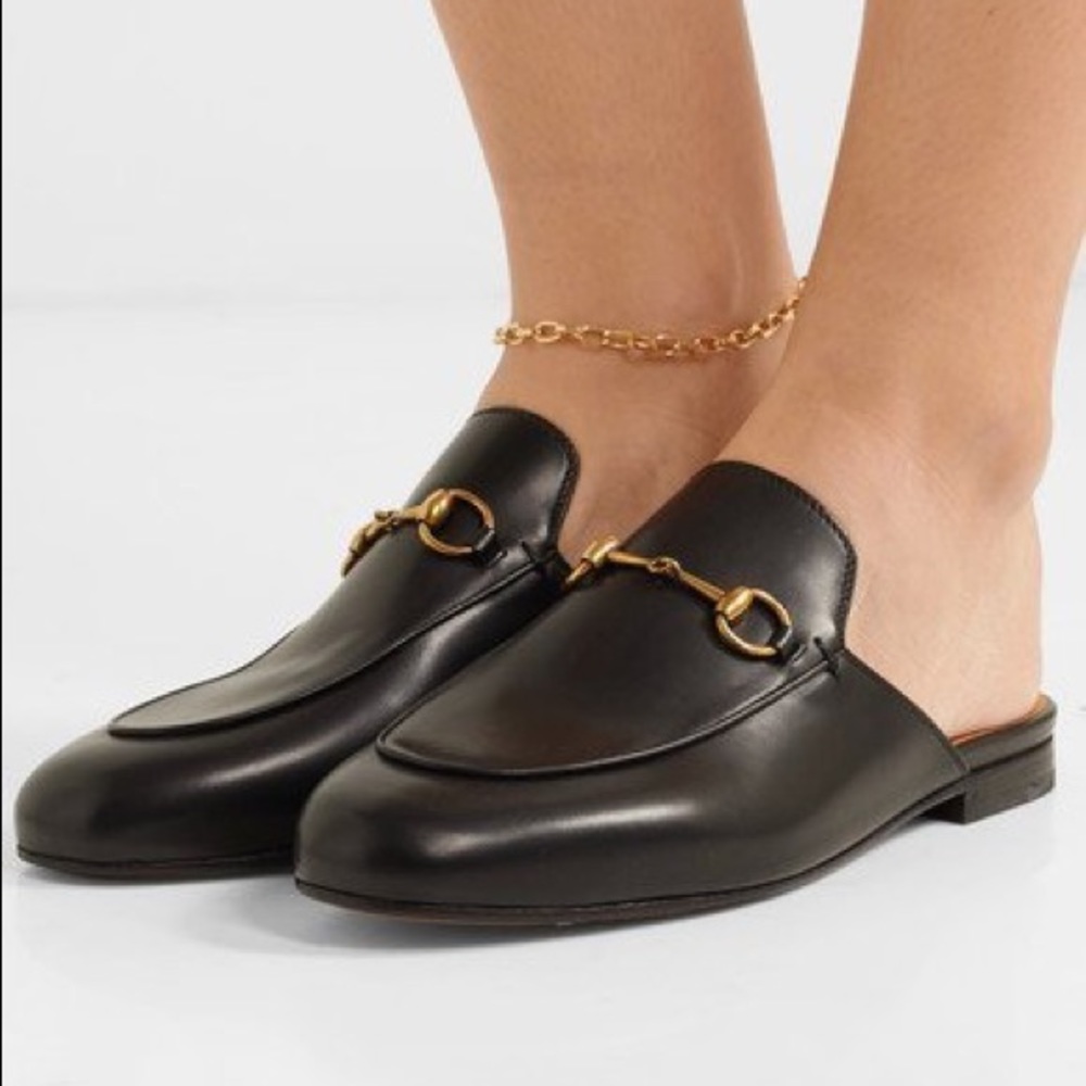 Gucci Princetown Leather Slipper (37.5, Black)